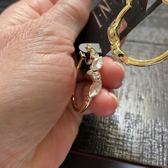 Beautiful NWOT INC Hoop Earrings In Gold Tone With Crystals! - Picture 2 of 2